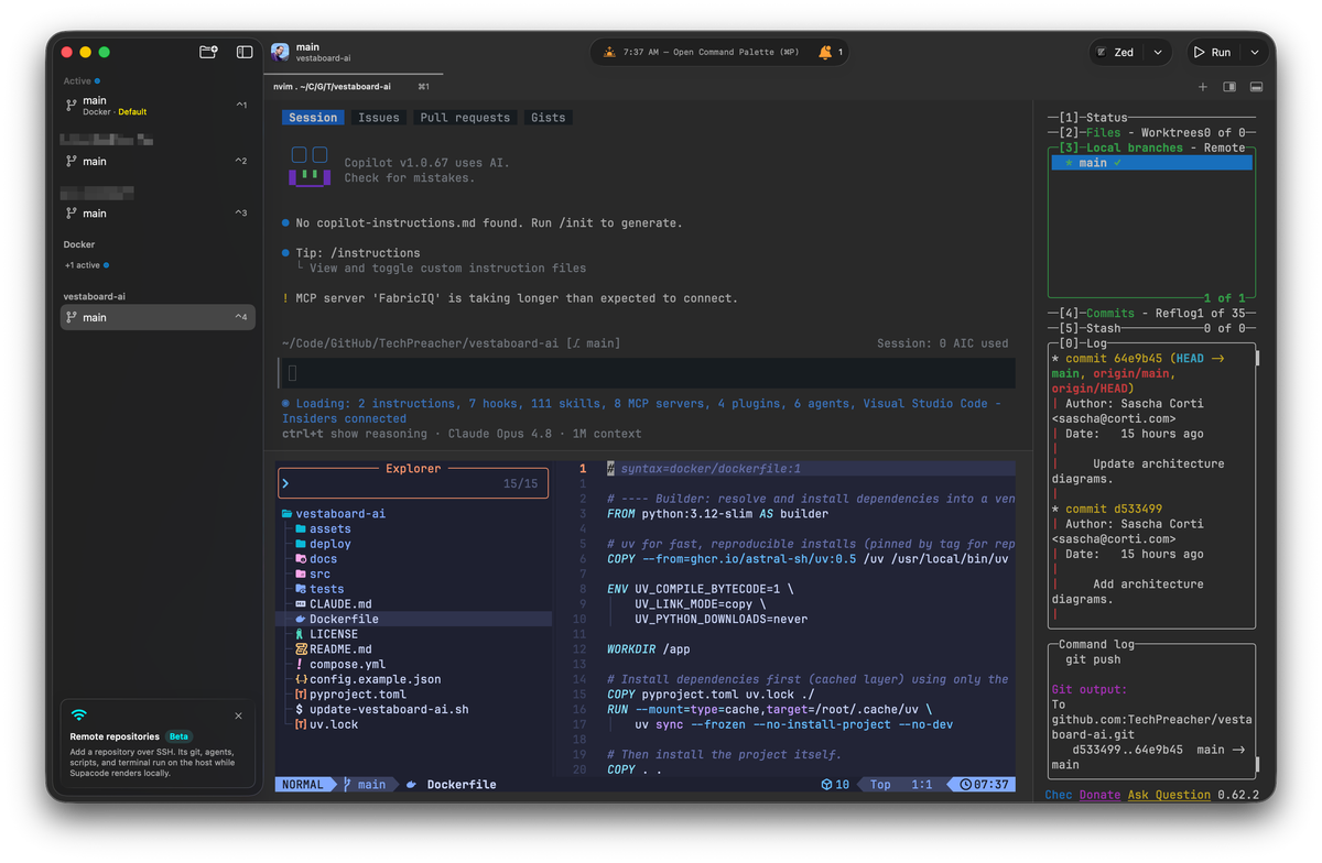 Turning Supacode Into a Full IDE: Flexible Panes for Agents, Editor, File Management and Git, all using VIM Keybindings